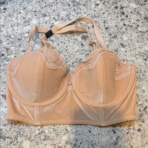 VICTORIAS SECRET Dream Angel Bandeau Beige Velvet Strapless Multi Bra 32'D